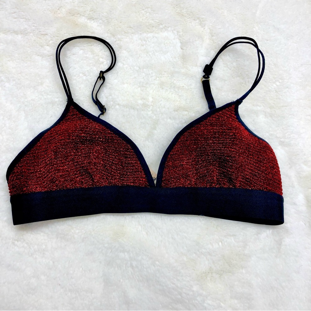 NWOT love stories red metallic bralette